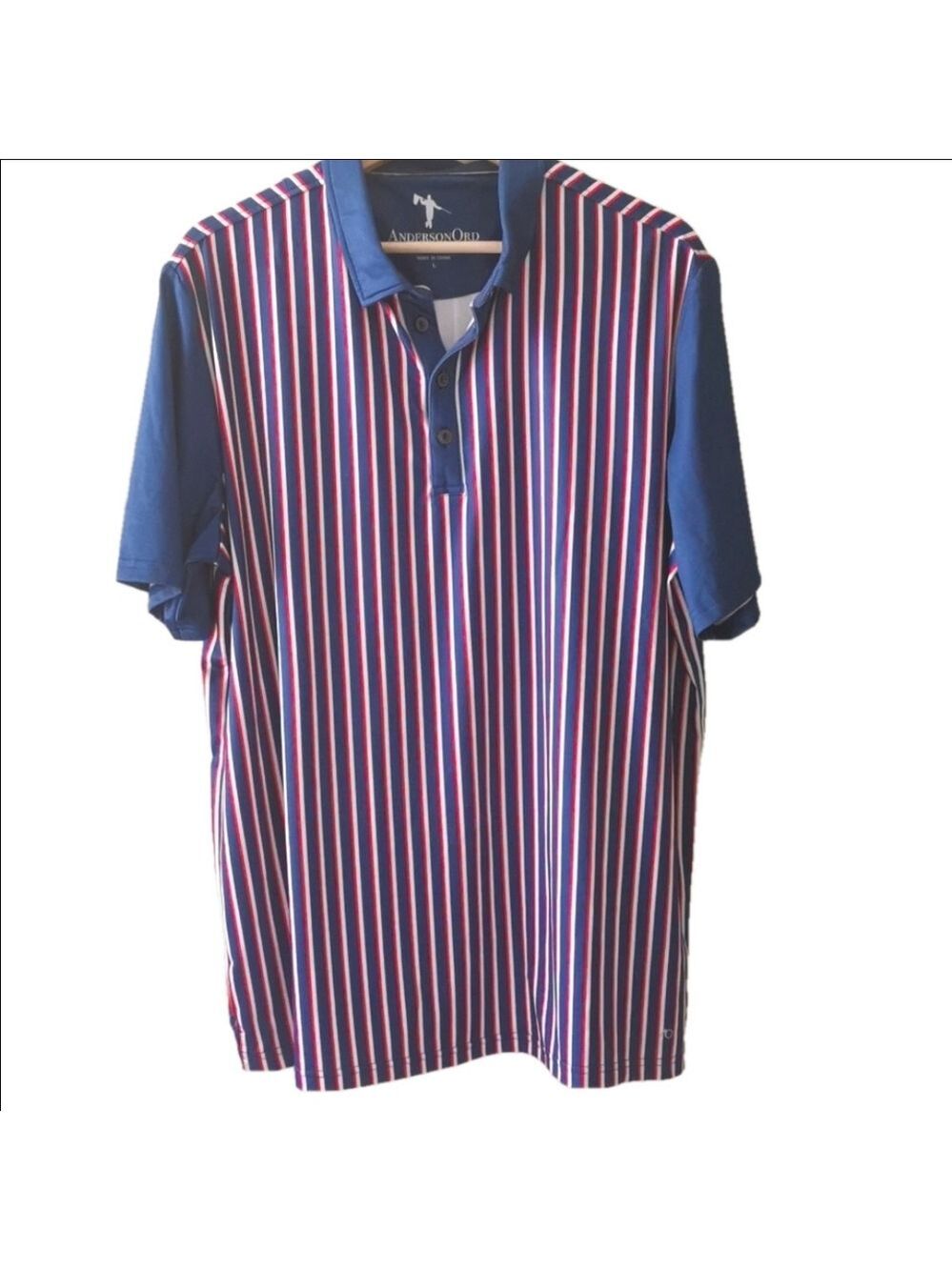 Anderson ORD striped mens golf shirt. Size Large. EUC